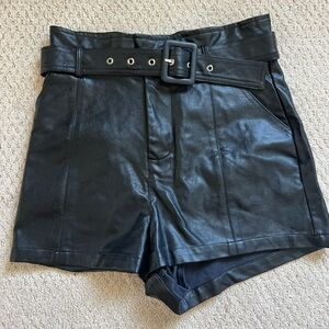 SOLD. Altar'd State Black Leather belted shorts